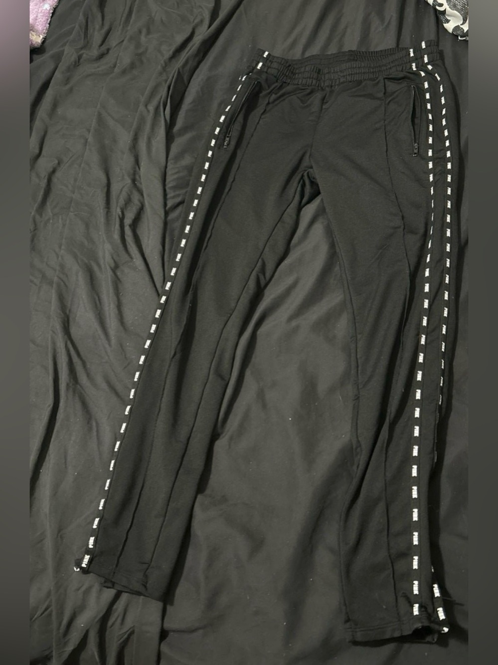 PINK Active Black Zip Pocket Track Pants
